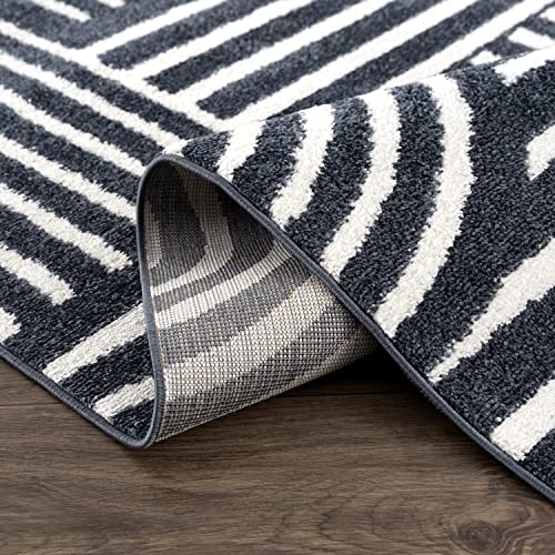 Abani Contemporary Mid-Century Design 5’3” X 7’6” (5'X8') Area Rug Rugs - Modern Non-Shed Arches Print Cream & Black Bedroom Rug #TOP3