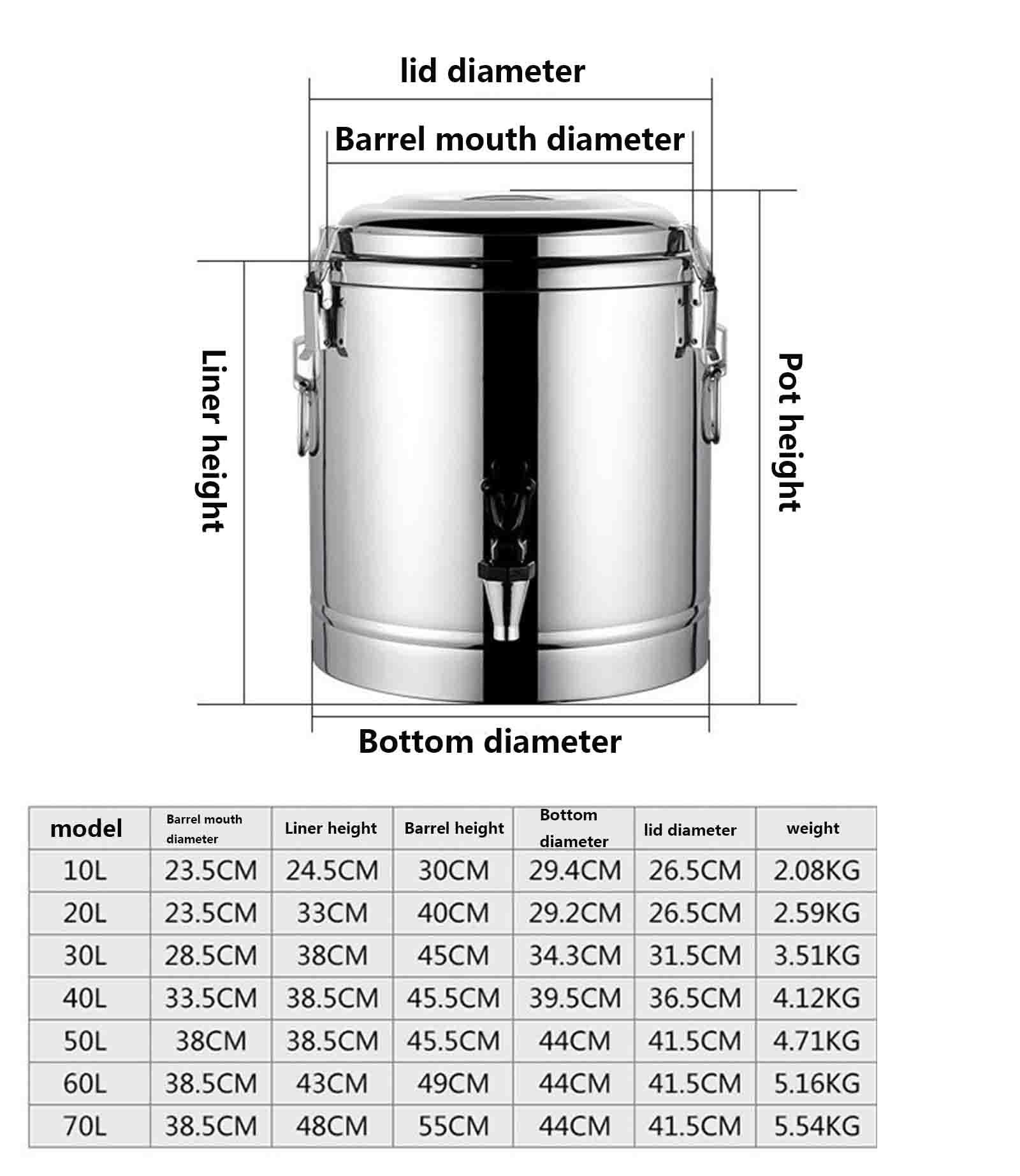Dispenser per Bevande Isolato in Acciaio Inossidabile, Secchiello per tè al Latte A Doppio Strato, Bollitore per Urna per caffè con Rubinetto,20l