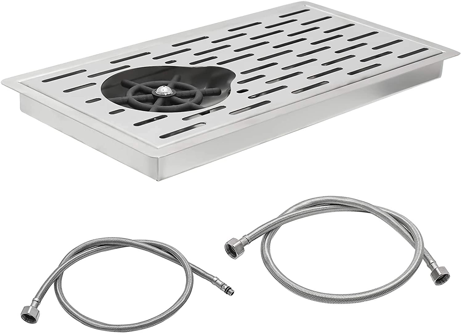 SANTOW Pitcher Rinser for Sink – 304 Stainless Steel Glass Rinser with Powerful Spray Nozzle, 16.7”x9.1”, Cup Washer for Espresso, Coffee Bar, Kitchen, Cafe, Restaurant Use