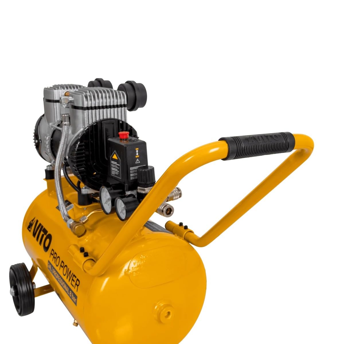 Vito – Compresor de aire portátil silencioso 24L 2CV / 1,5 kW inflador neumáticos para coche, astillero sin aceite, 8 bar