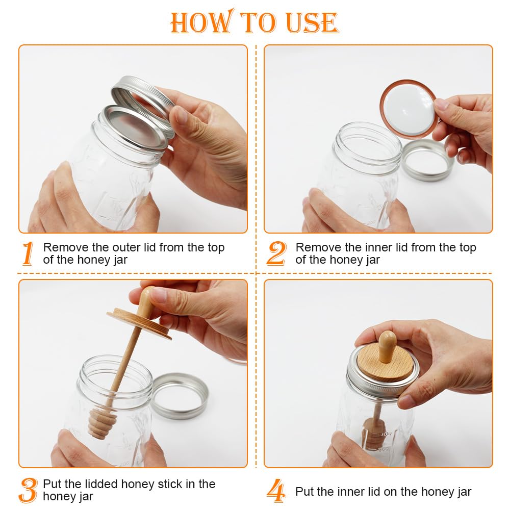 AIEVE Mason Jar Honey Dipper Lid, 2 Pack Honey Dispenser With Canning Lid, Metal - View #6