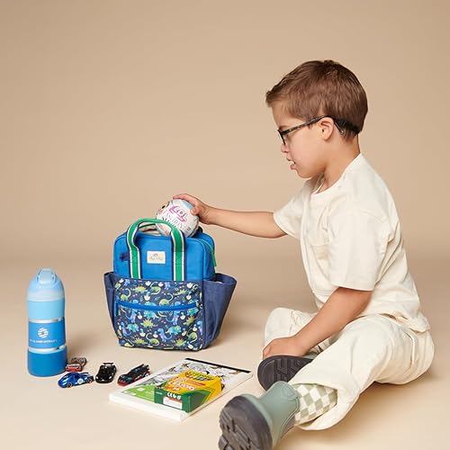 Miniatura 3 de Itzy Ritzy Mochila para niños pequeños, dinosaurio azul, pequeña