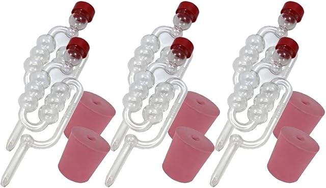 6 x Fermentation Airlocks & Bored Rubber Bungs for Glass Demijohns for Making Wine, Beer, Cider and Mead from Almost Off Grid