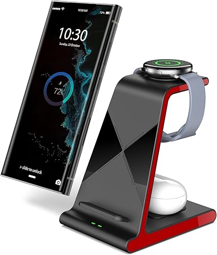 Cargador inalámbrico para Samsung, estación de carga inalámbrica 3 en 1 para Samsung S24 Ultra S23 S22 Z Fold 4 Z Flip4 S21, cargador de reloj para