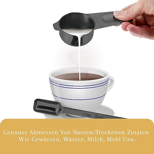 Miniatura 5 de 2lbDepot - Juego de 14 tazas y cucharas medidoras negras, acero inoxidable de alta calidad, 7 tazas medidoras precisas, 6 cucharas medidoras, 1