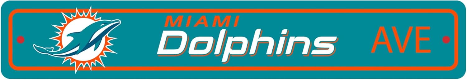 FANMATS NFL - Miami Dolphins Team Color Street Sign Décor 4in. X 24in. Lightweight