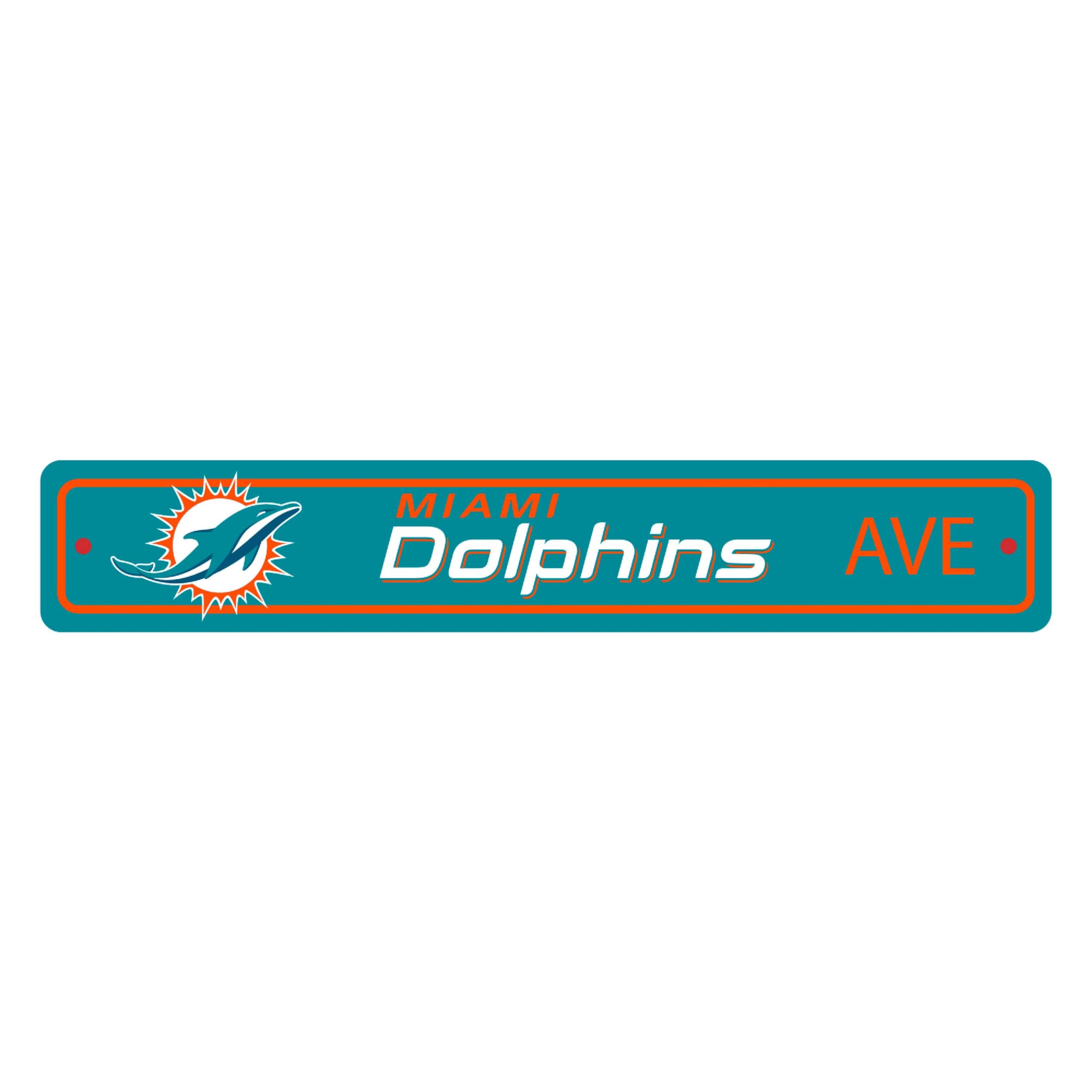 FANMATS NFL - Miami Dolphins Team Color Street Sign Décor 4in. X 24in. Lightweight