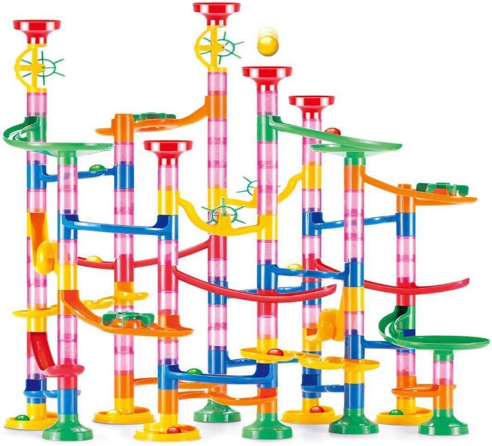 AM ANNA Marble Run Race Coaster Set, 113 PCS Construction Toys Building Blocks Set, Race Coaster Maze for Kids, Educational Building Blocks Toy