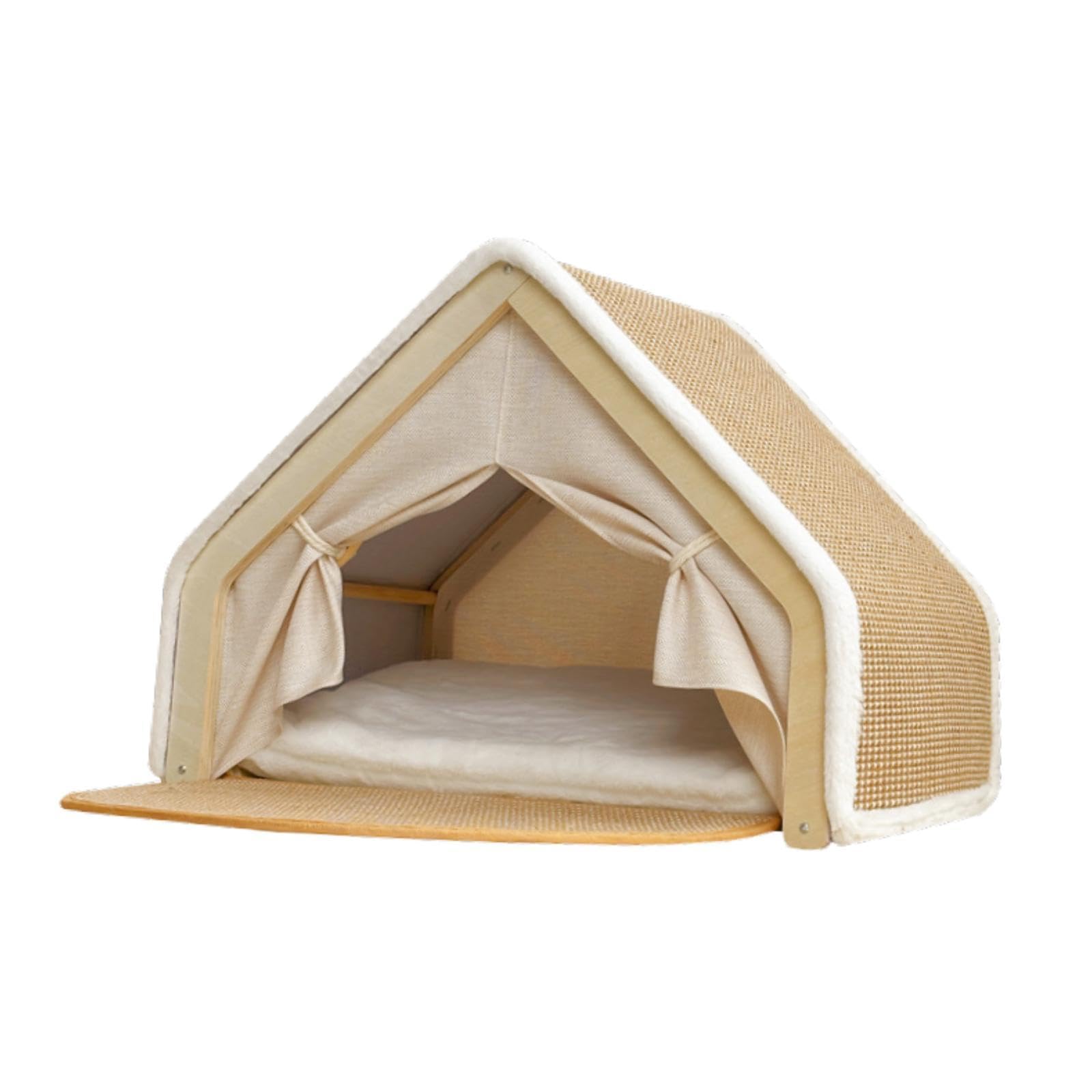 Lit pour Animaux de Compagnie pour Chats avec Planche de Sisal et Structure de Tente, L