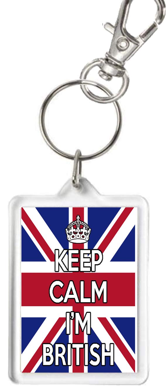KazKeyz by KazMugz KEEP CALM Keyring. Keep Calm I'm British Union Jack Flag Keyring.