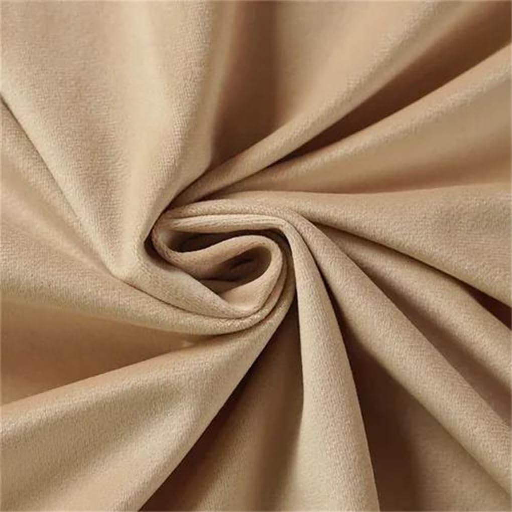 Elastyczna tkanina welurowa, Wielokolorowa aksamitna tkanina rozciągliwa 100 cm x 155 na odzież i tekstylia domowe(Beige Lighttan)