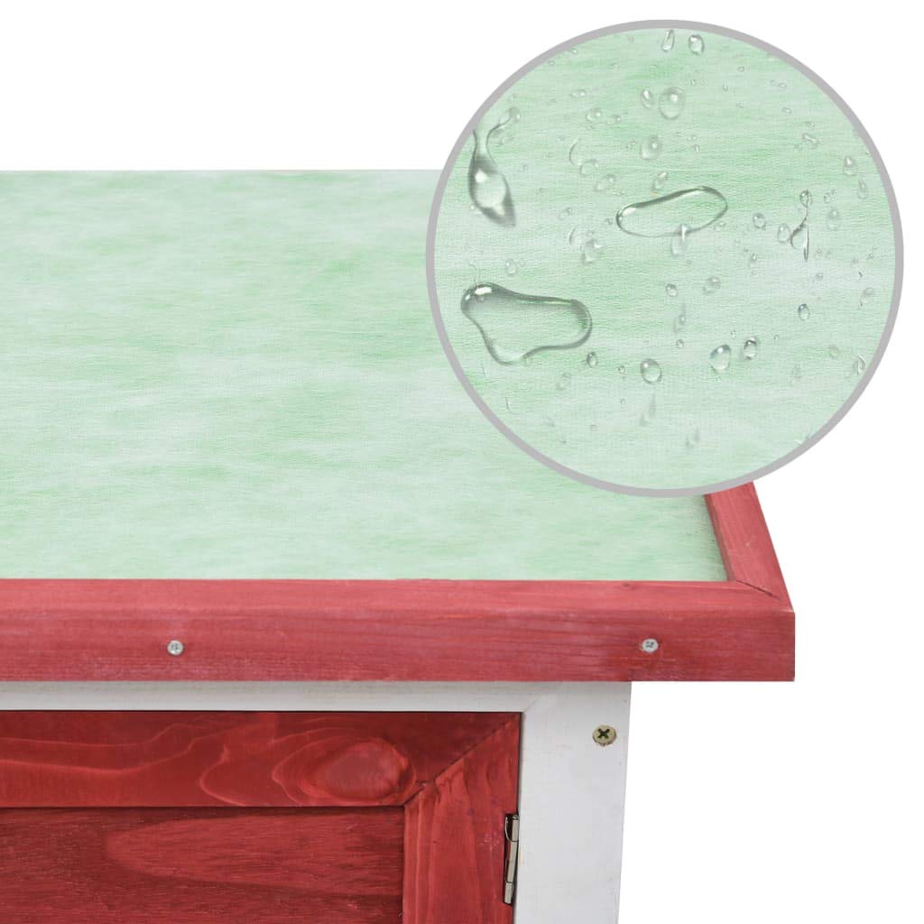 BenkegJaula conejera de 1 Piso Madera Rojo y Blanco 90 x 45 x 65 cm con Bandeja extraíble, Conejera de Exterior Madera, Casa para Conejos