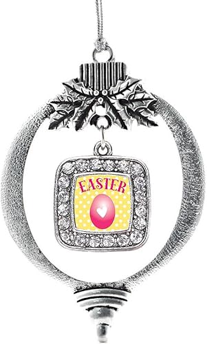 Miniatura 82 de Inspired Silver - My Vintage Initials - Adorno con dije de letra J - Adornos navideños cuadrados de plata con joyas de circonita cúbica