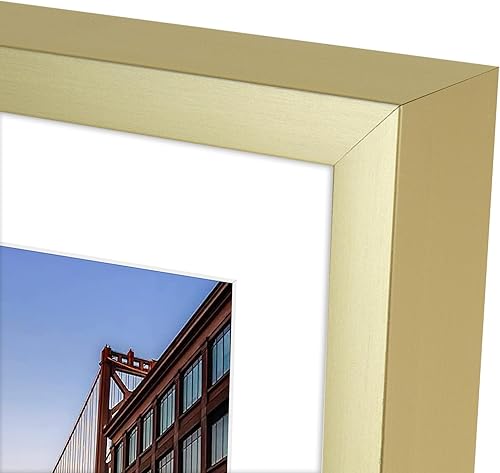 Vista 48 de Frametory - Marco de aluminio de 11 x 14 para fotos de 8 x 10 (en pulgadas), con paspartú marfil, de pared, con gancho de sierra, pestañas Bronce