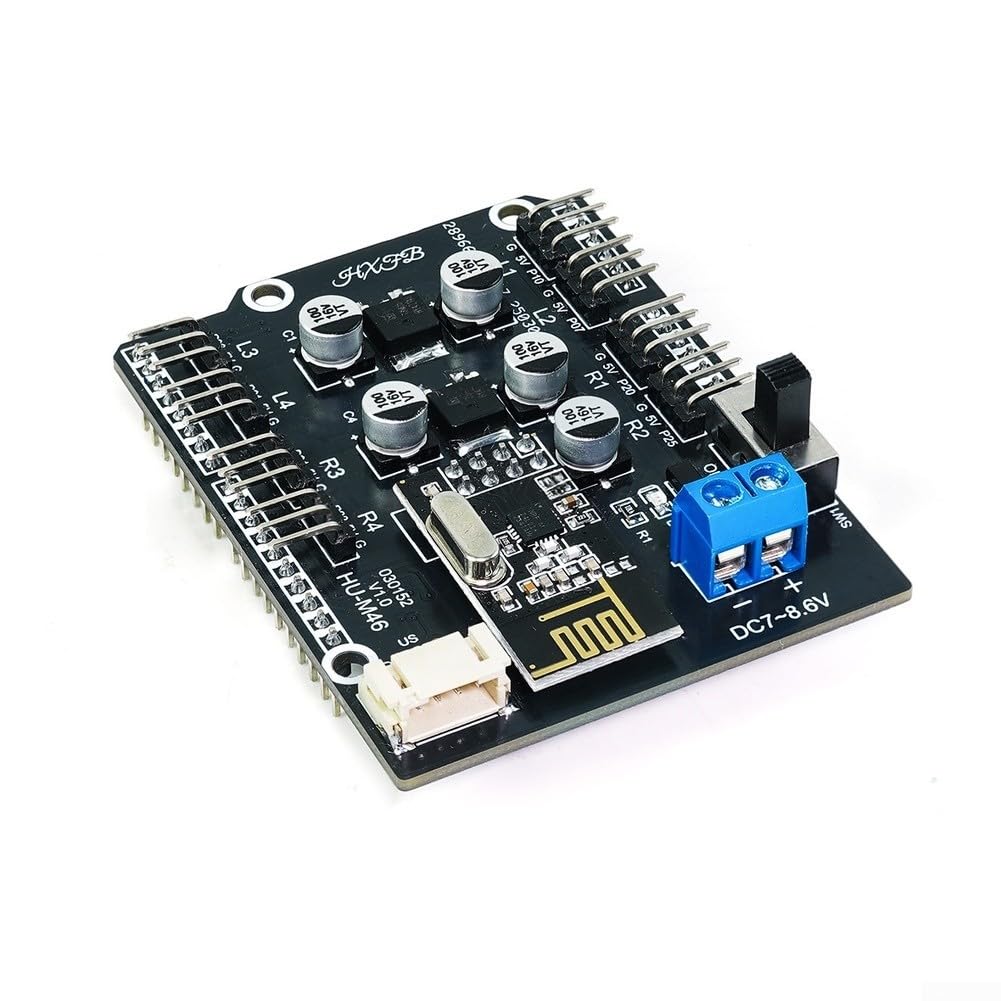 Scudo driver motore passo-passo a 8 canali per progetti di robotica Arduino con telecomando 2,4 G e supporto sensore di prevenzione degli ostacoli, compatto 68 x 53 mm (B)