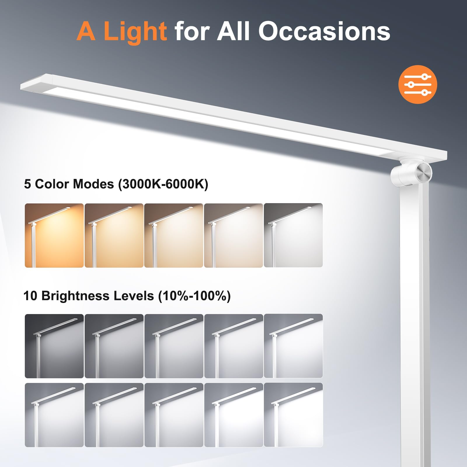 Ylatoial Lampada da Tavolo,Lampada da Scrivania con 2500mAh Batteria,5 Modalità Colorex10 Livelli di Luminosità,USB Lampada Scrivania Senza Fili con Luce Notturna,Funzione Timer e Memoria,Bianco