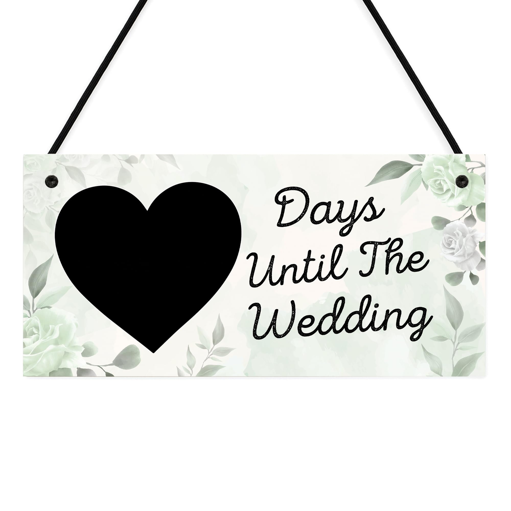 Red Ocean Days Until The Wedding Countdown Plaque, Engagement Gift For Bride and Groom To Be, Bridal Shower Gifts, Floral Wedding Decor Wall Hanging Sign