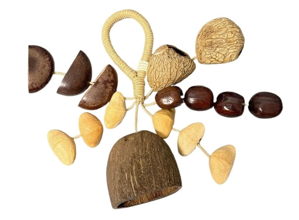 Wyvix 16-Piece Seed Pod Bag Charm, Stream Water Sound Nut Shell Rattle & Handbell, Lucky Blessing Amulet & Instrument for Purse & Car Decor