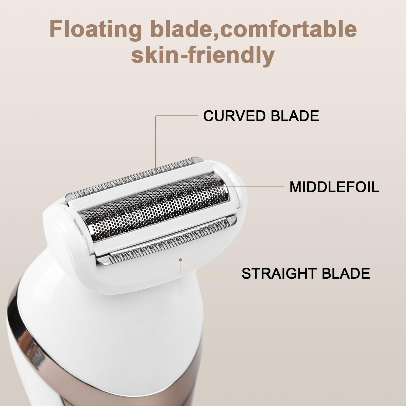 Electric Lady's Epilator,2in1 for Face, Chin, Arm, Leg, Armpit, Bikini Trimmer,Shave& Epilate, Wide Head for Fast Epilation,Wet & Dry Lady Shaver,2 Speeds