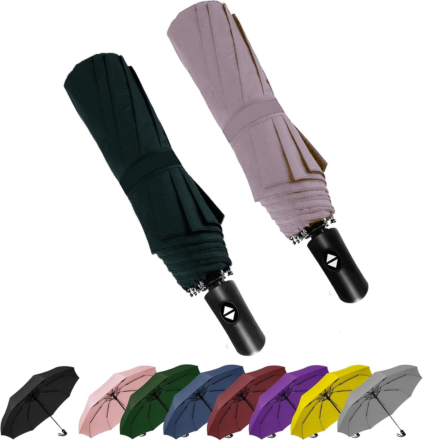 SIEPASA Two Packs Auto Open & Close Small Travel Umbrella Compact for Backpack-Umbrellas for Rain, Windproof Lightweight Strong Mini Portable Umbrellas for Men and Women.