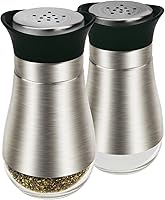 Vista 1 de Evelyne Salero y pimentero de vidrio con cubierta de acero inoxidable, paquete de 2 piezas (negro)