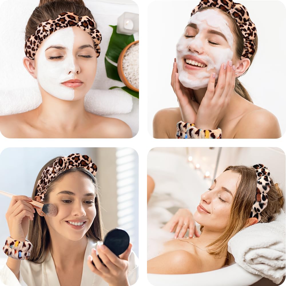 Opaski spa do mycia twarzy opaska na nadgarstek zestaw gąbka makijaż pielęgnacja skóry opaska na nadgarstek ręczniki bąbelkowe miękki ręcznik frotte tkanina opaska do włosów dla kobiet bufiaste
