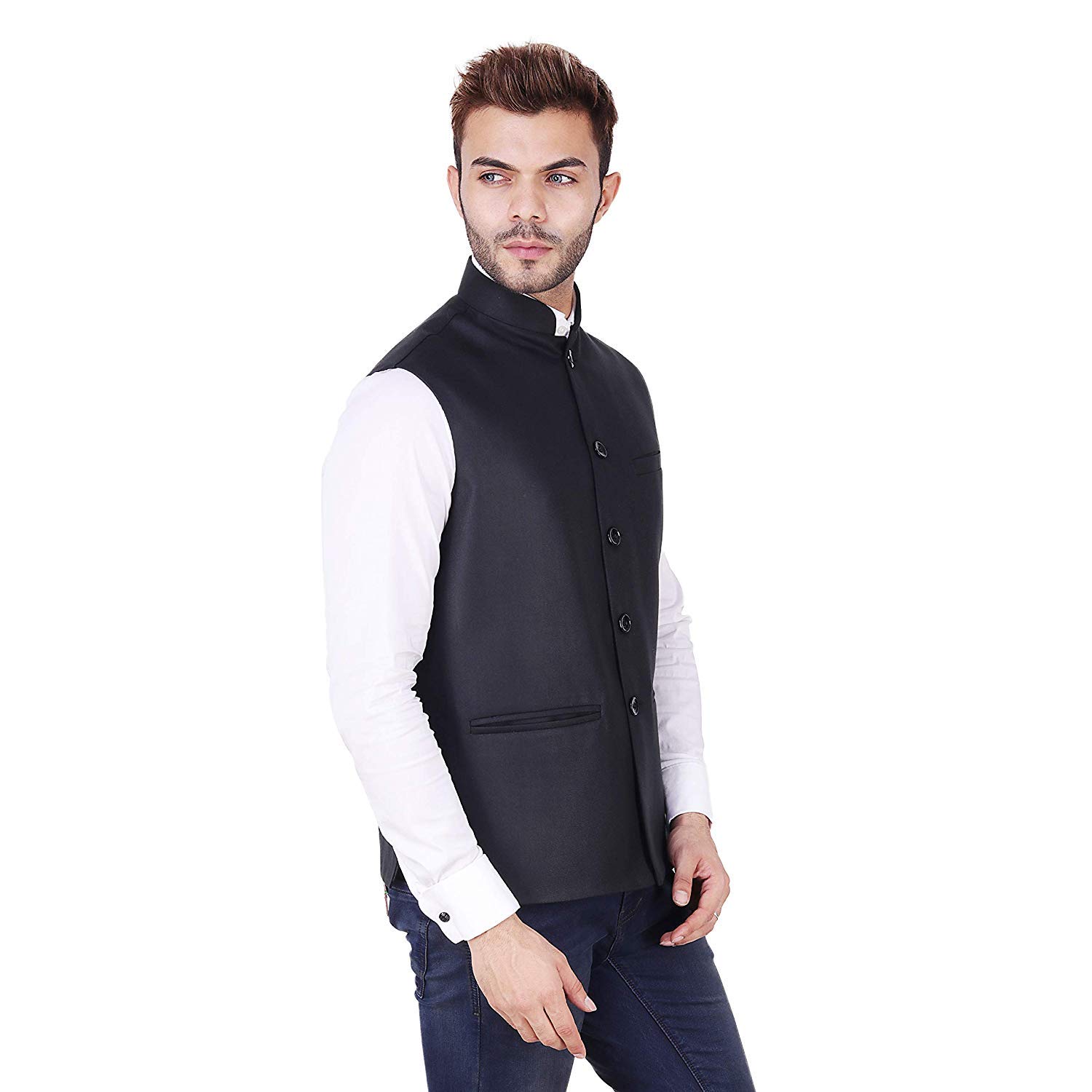 Badoliya & Sons Nehru Jacket for Men's Formal Wear (Black, 42) - Image 3 thumbnail
