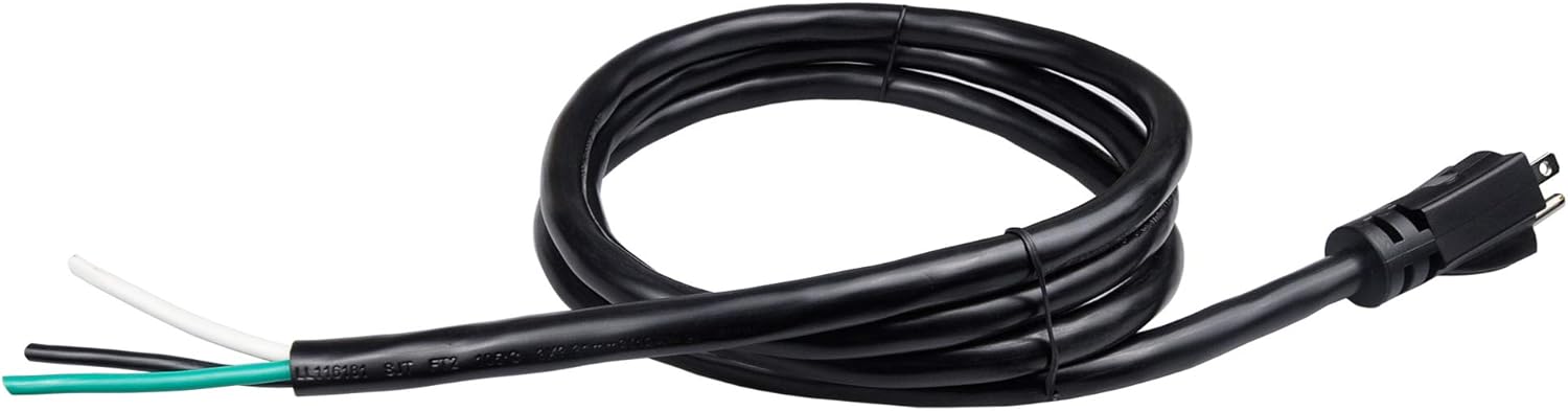 3ft 12 Gauge 3 Prong Power Supply Cord, 110V 115V 120V Pigtail Cable, Heavy Duty Replacement, Male-to-Male for Appliance, NEMA 5-15 Plug US SJT 12AWG (12/3), Black (3ft) - Image 4