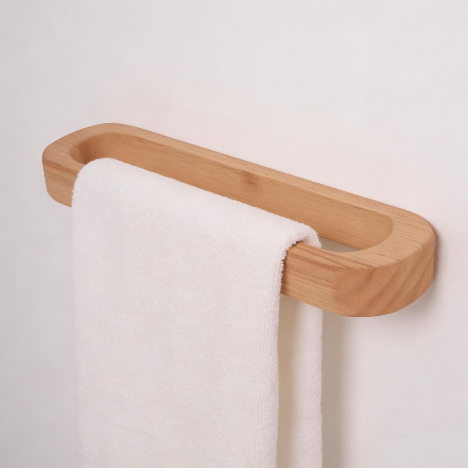 Towel Holder, Bamboo Towel Rack, Wall Mounted Towel Bar for Bathroom and Kitchen, Natural Wooden Decorative Towel Rail