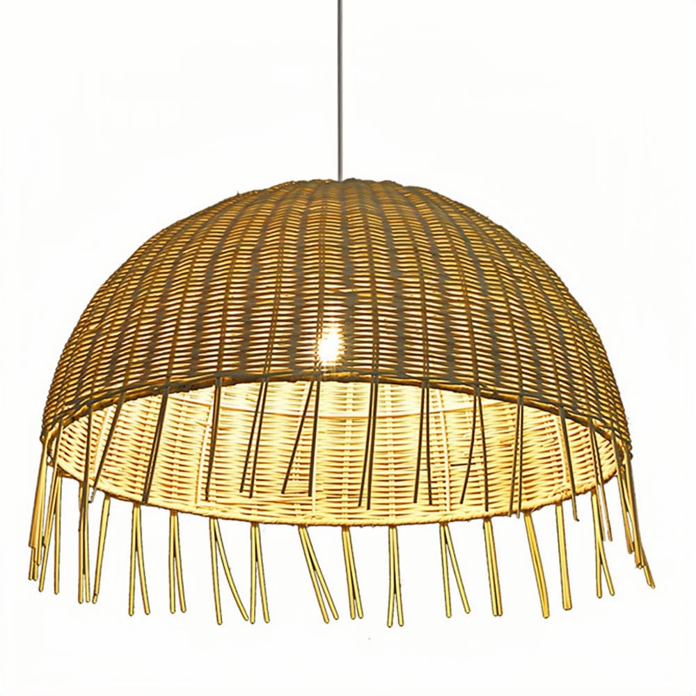 Lustre en rotin suspension chinoise culot E26 pour restaurant et îlot cuisine