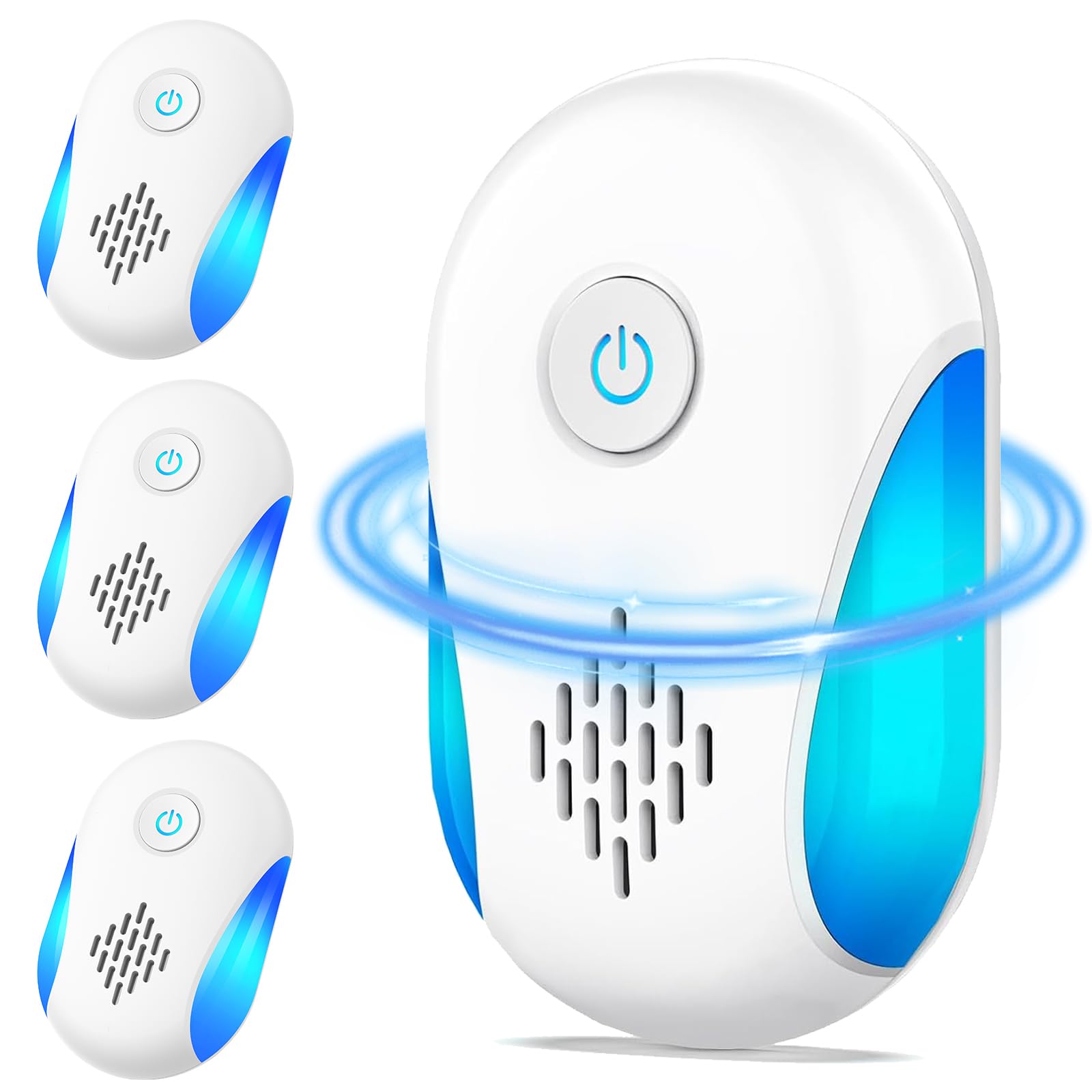 Ultrasuoni per Topi da Interno 4 Pezzi - Dissuasore Ratti, Insetti, Zanzare, Scarafaggi, Formiche e Ragni - Tecnologia Ultrasuoni Silenziosa, Sicura e Non Tossica - Copertura Fino a 200 m²