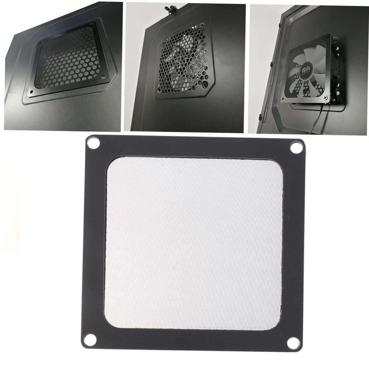 Generic 4pcs Computer Case Fan Cover Black Mesh Screen for Computer Cooling Ultra-Thin Protective Filter to Minimize Noise and Overheating for Home Electronics