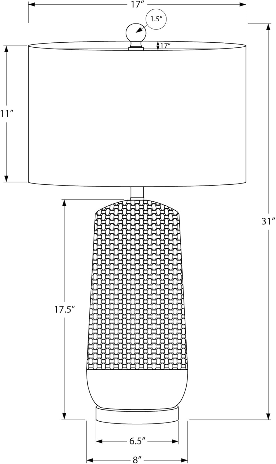 Monarch Specialties I 9605 LightingTable Lamp, Cream Ceramic, Beige Shade, Contemporary