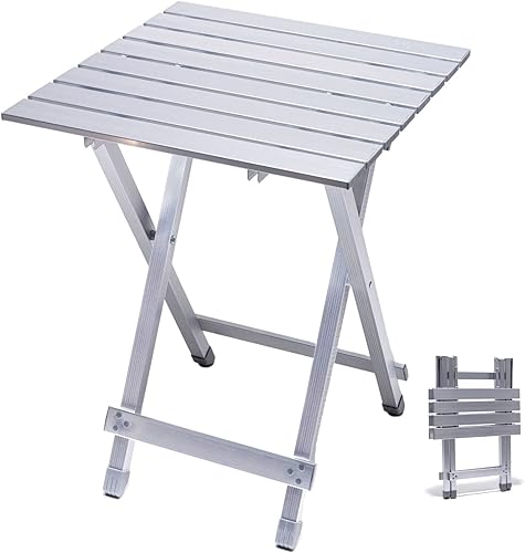 Miniatura 7 de SUNNYFEEL Mesa de camping plegable  Mesa de picnic portátil de aluminio ligero, 18.5 x 18.5 x 24.5 pulgadas para cocinar, playa, senderismo, viajes,