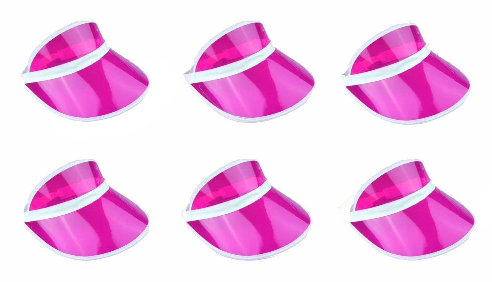 Pack of 6 Neon Sun Visors Pub Golf Plastic Visor Golf Tennis Poker Fancy Dress Accessories Costume Accessories Festivals Retro Raves 80s 90s Fancy Dress (Pink)