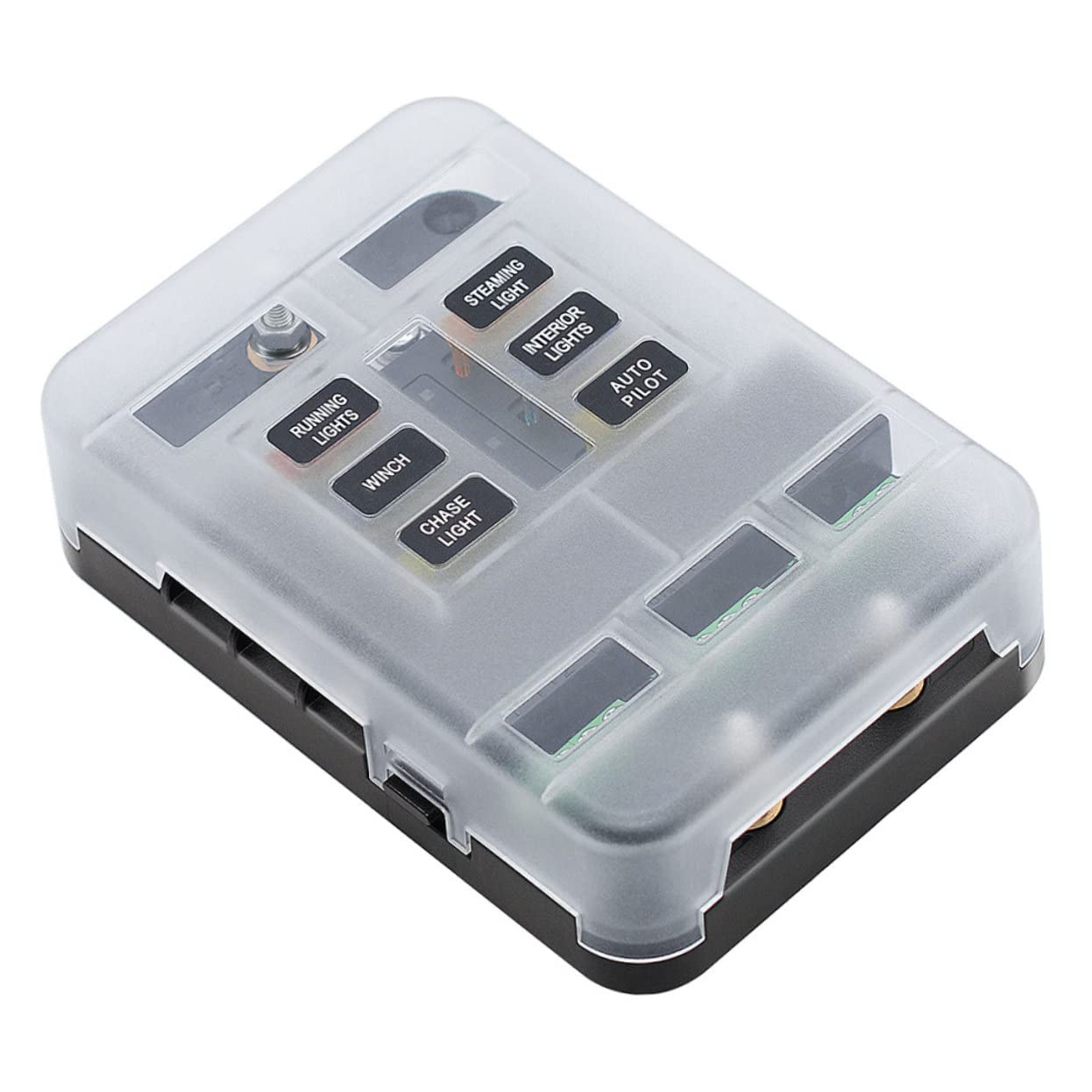 OUNONA Caja De Fusibles Portafusibles Organizador De Fusibles Para Automóvil Indicadores Led Rojo Azul Para Coche Furgoneta Casa Rodante Barco