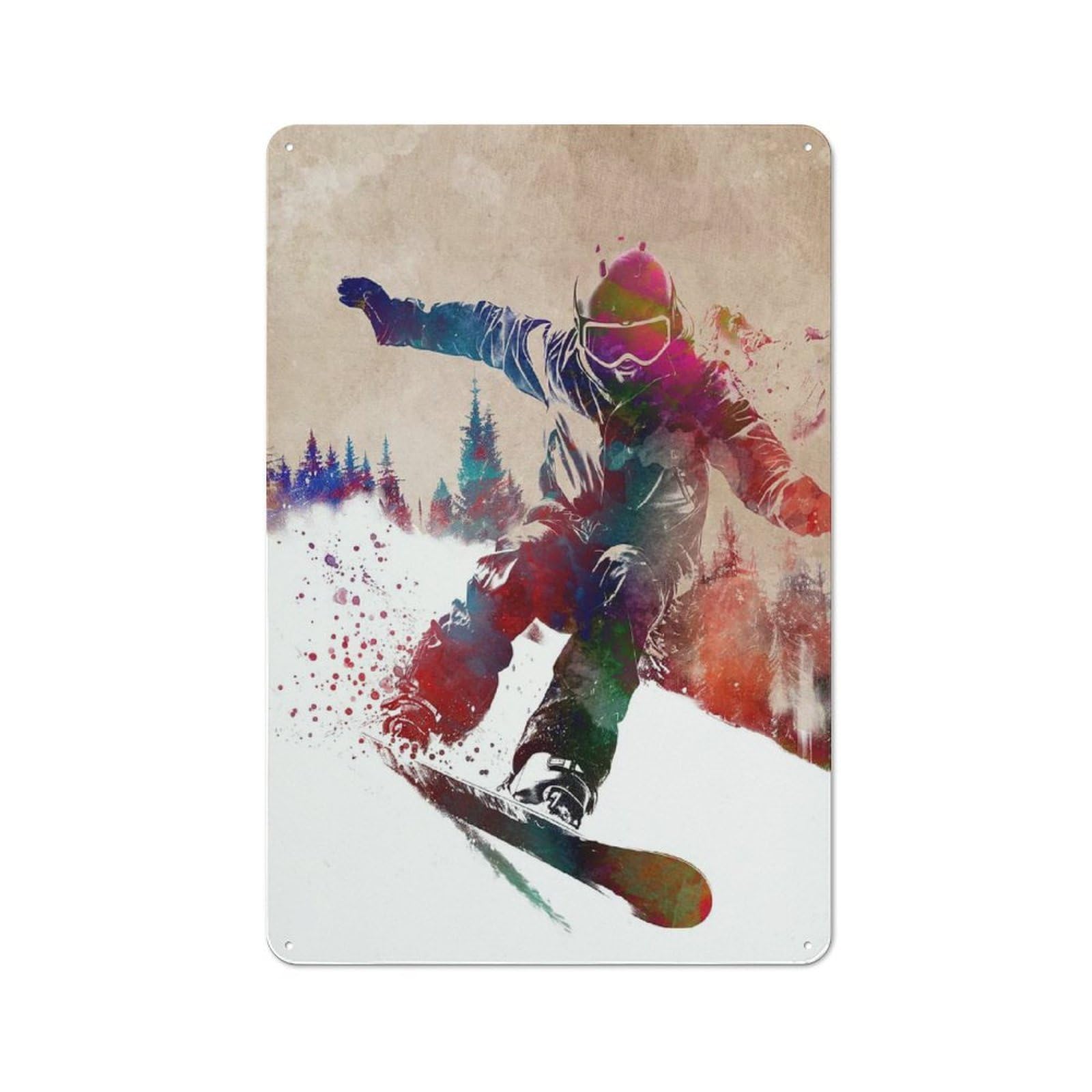 Junmoney Style-23 Decorative Tin Plaque With Skateboard Sport Art Design 30X20cm, Nostalgic Home Bar Decor For Bar, Kitchen, Garage Or Games Room