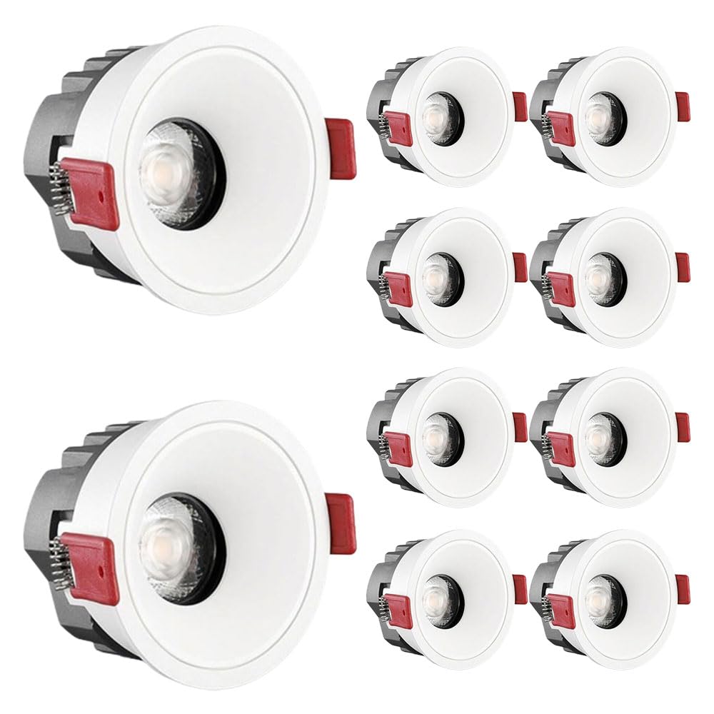 JKJZSALJ 10-Pack 3Cct 3.2 Inch Slim Led Recessed Lighting,Anti-Glare Baffle Trim,Cri90 Aluminum Ceiling,3000K/4000K/6000K Selectable,White Led Ceiling Lights,9w-4000K