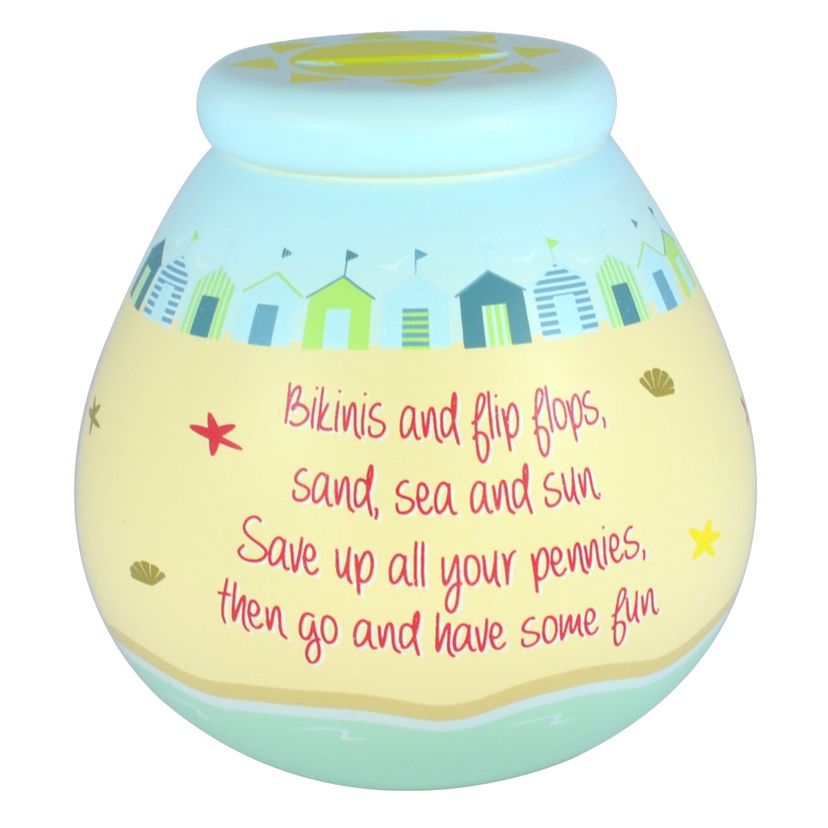 Pot Of Dreams Money Pot, Ceramic, Blue and Yellow, 15x15cm