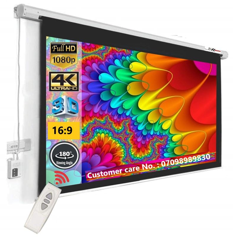 Image of 120 Inch Diagonal Motorised /Motorized Projector Screen Ratio 16:9,(9x5,WxH-feet) Screen Hanging Ceiling&Wall Option (Limited time Deal This Price is Live only for Limited time)