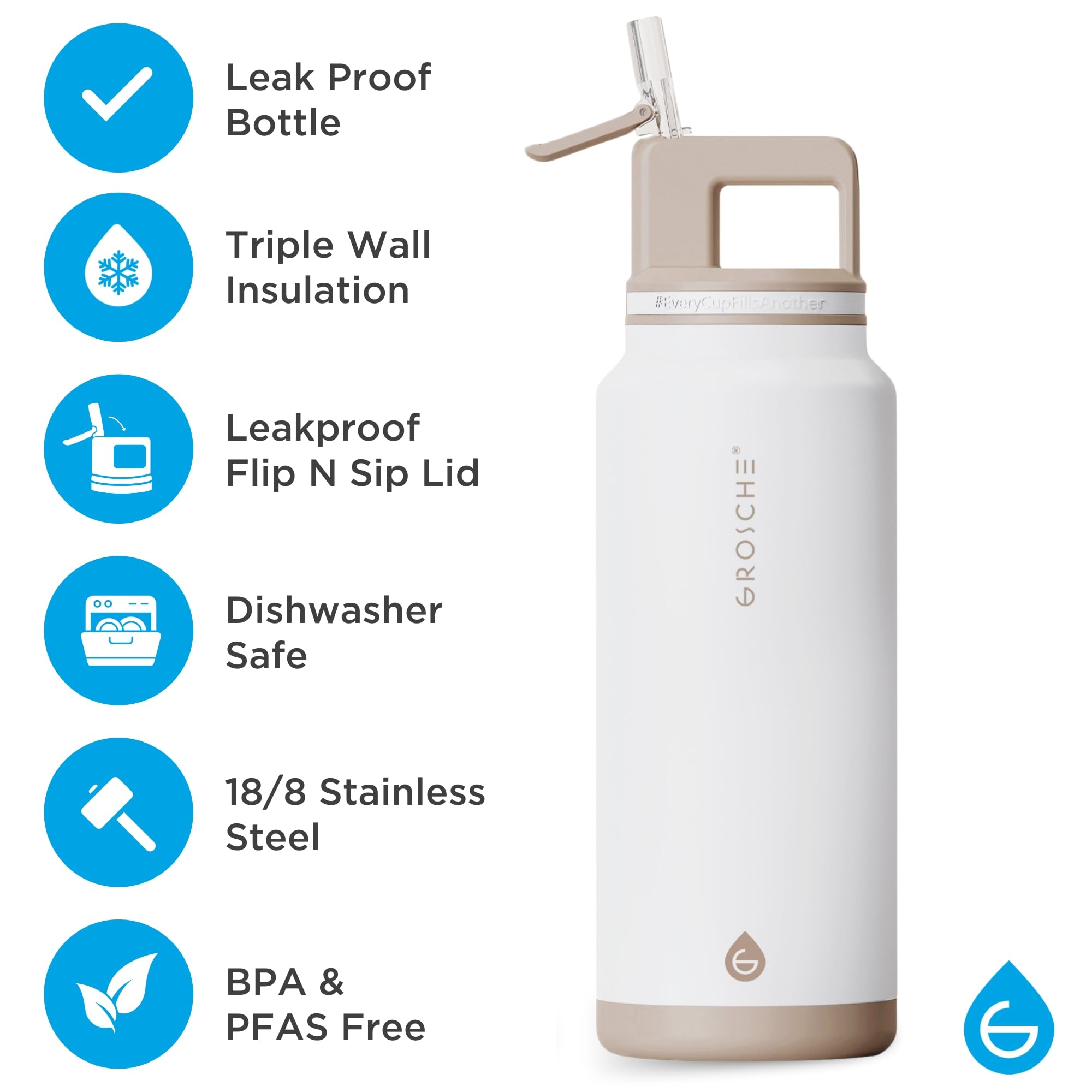 Amazon.com: GROSCHE Alpine Flip n' Sip 40 oz Insulated Water