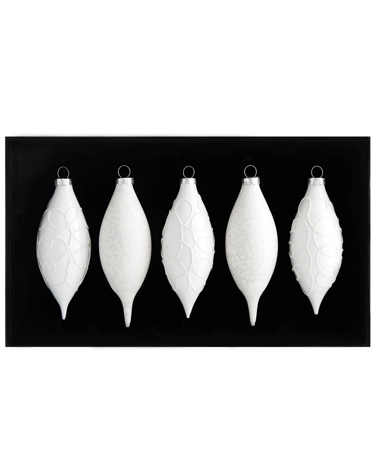 Werchristmas White Teardrop Glass Baubles