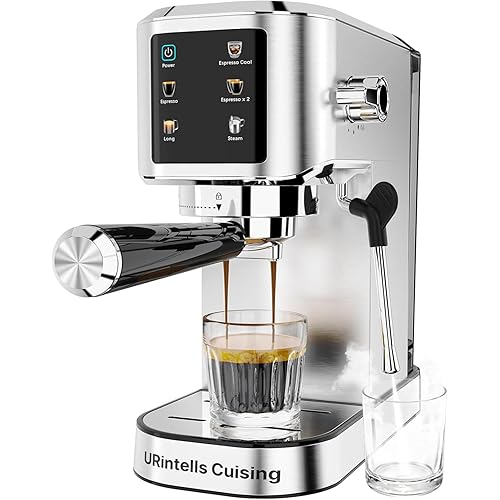 Espresso Machine 20 Bar,Touchscreen Espresso Maker with Steam Milk Frother, Stainless Steel Expresso Coffee Machine for Home with Removable Water Tank for Cappuccino Latte,Cold Brew,Long Coffee