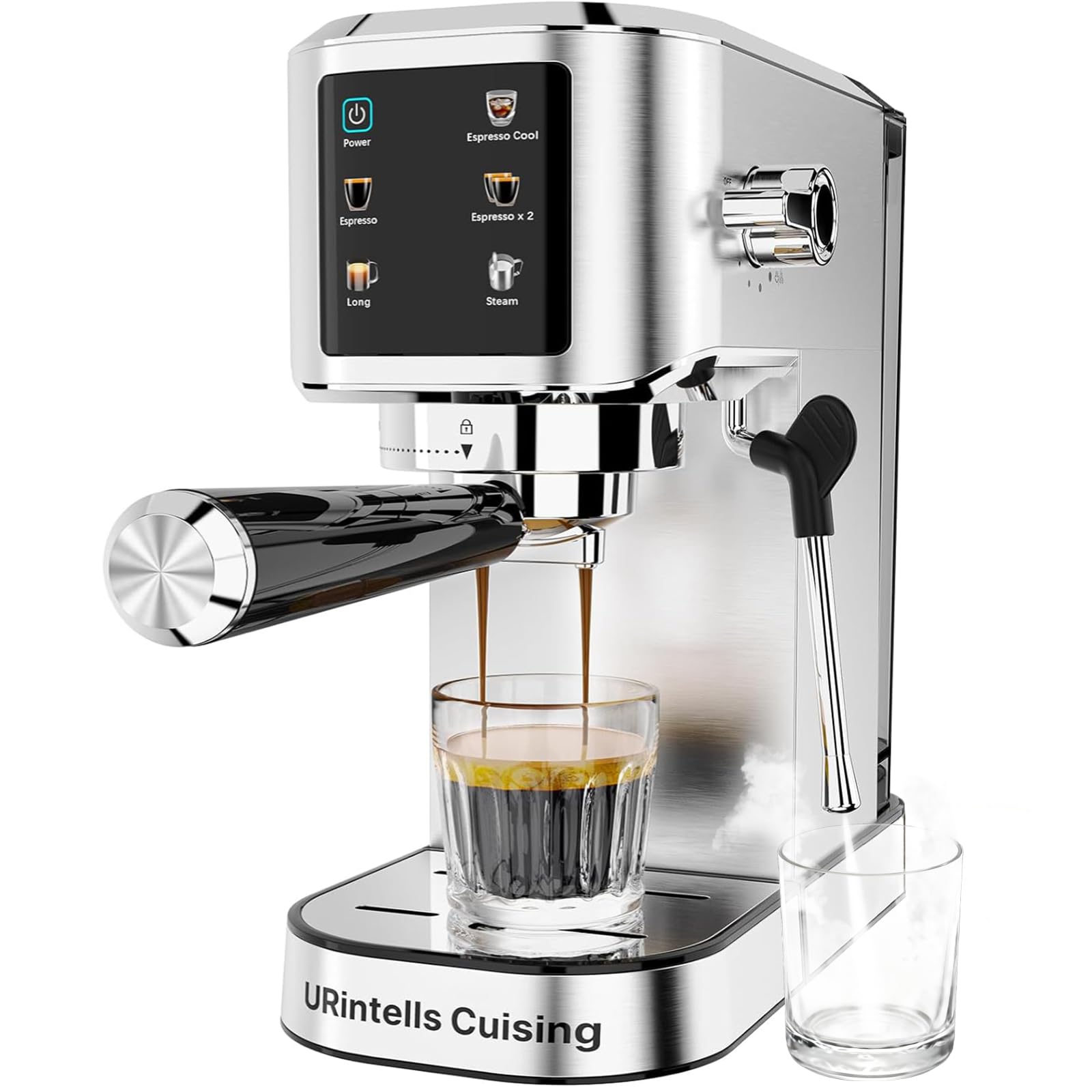 Espresso Machine 20 Bar Touchscreen Espresso Maker with Steam Milk Frother Stainless Steel Expresso Coffee Machine for Home