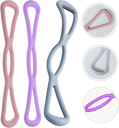 Miniatura 5 de 3 bandas elásticas de resistencia para yoga, para entrenamiento de cuerpo completo, pilates, fisioterapia con alta elasticidad y diseño en rosa,