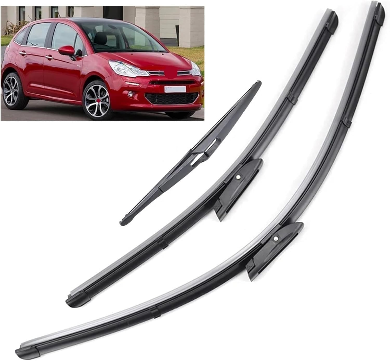 MadongJ Windshield Windscreen Wiper Blades for C3 MK2 Hatchback 2009-2016, Replacement Blades All-Weather Performance Streak-Free Windshield Wipers