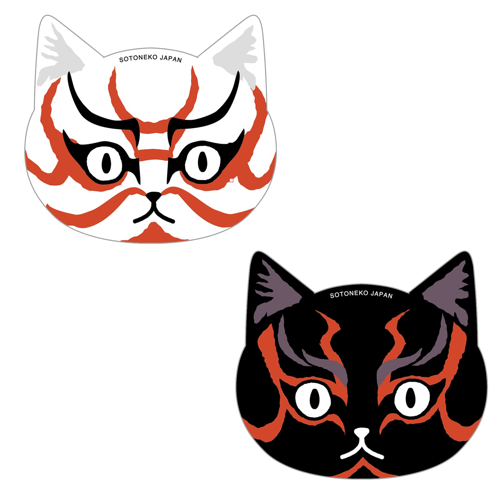 Amazon.co.jp: [ソトネコジャパン]猫 ステッカー 歌舞伎 筋隈取 狐忠信
