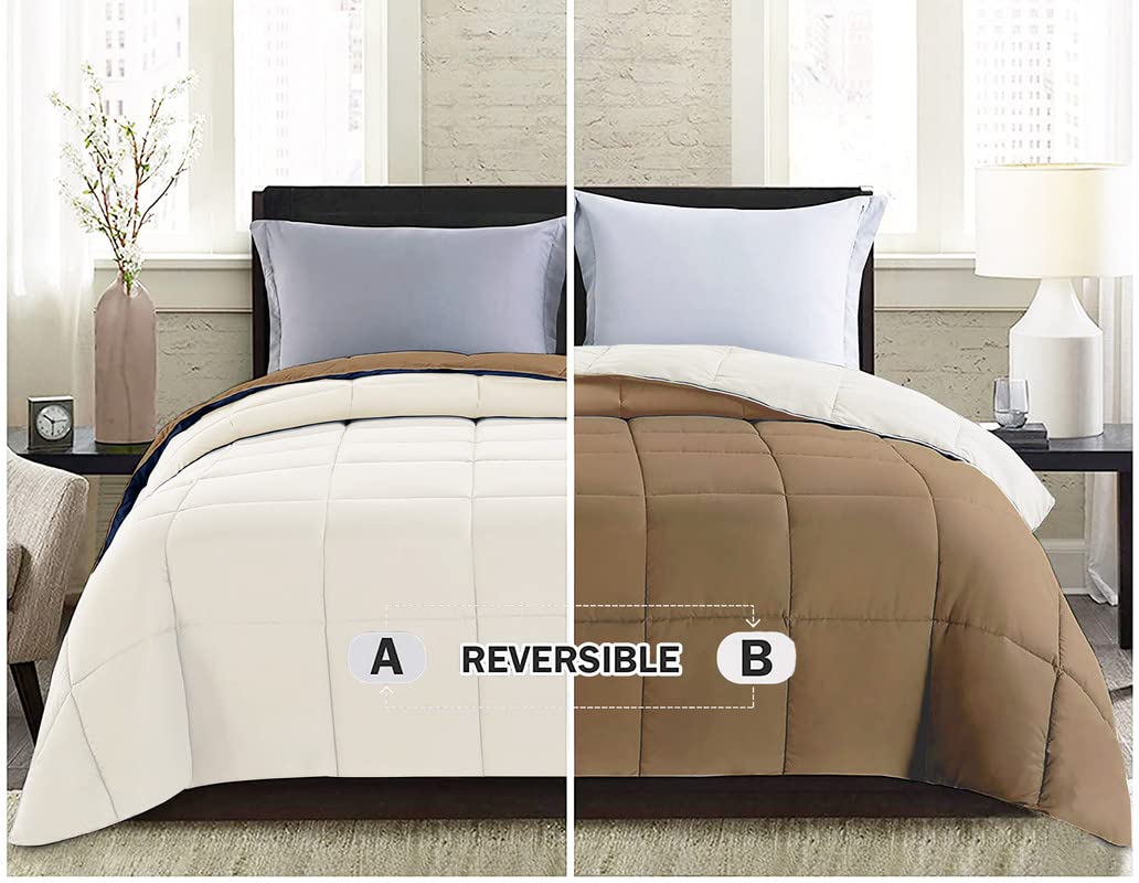 BSB HOME Microfiber Solid Reversible Soft AC Comforter Double Bed Blanket for Summer/All Season (Off White & RABIT, 200GSM, King Size, 90 x 100 inches)