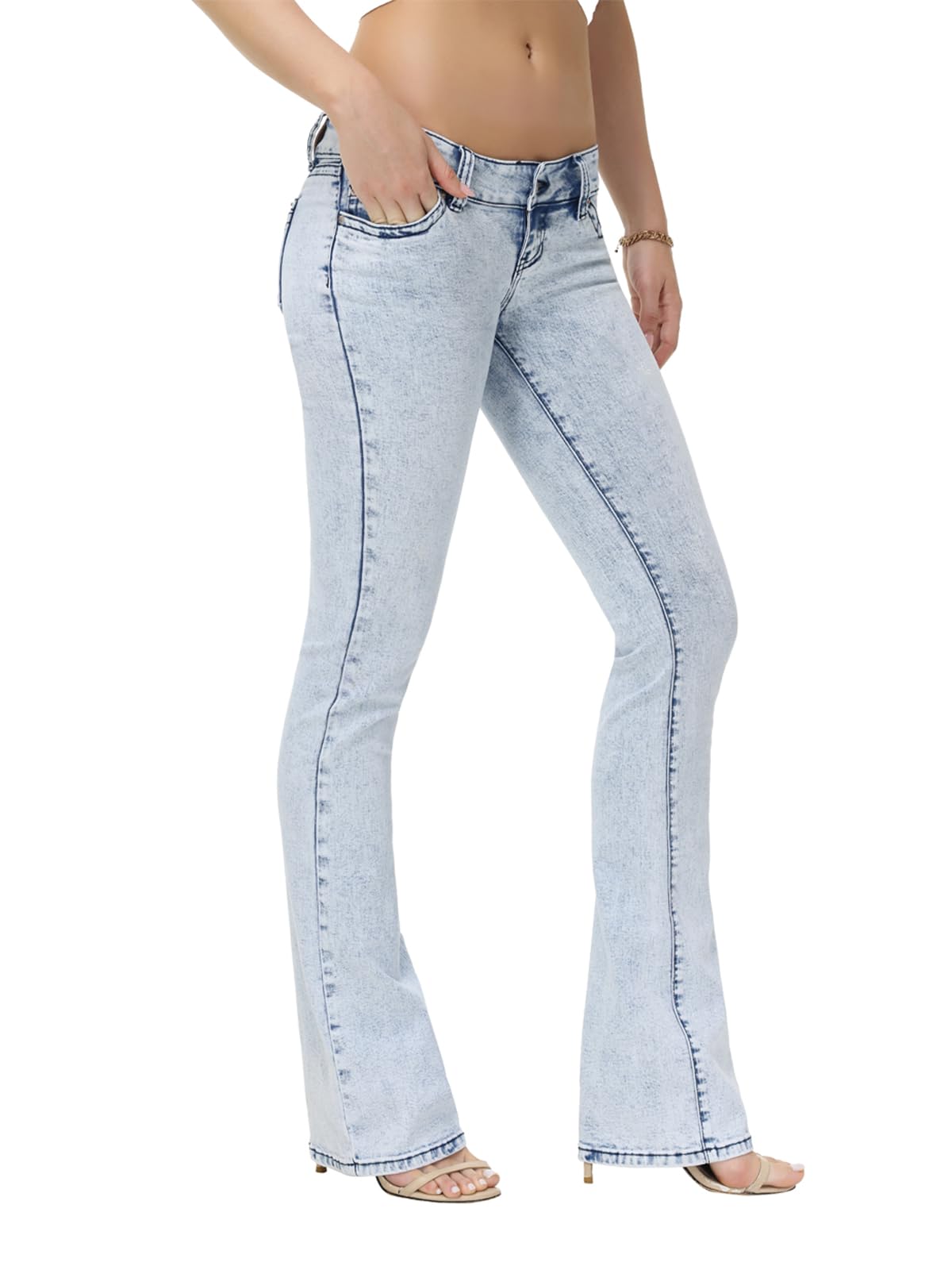 Women's Super Low Rise Bootcut Jeans Stretch Y2K Pants