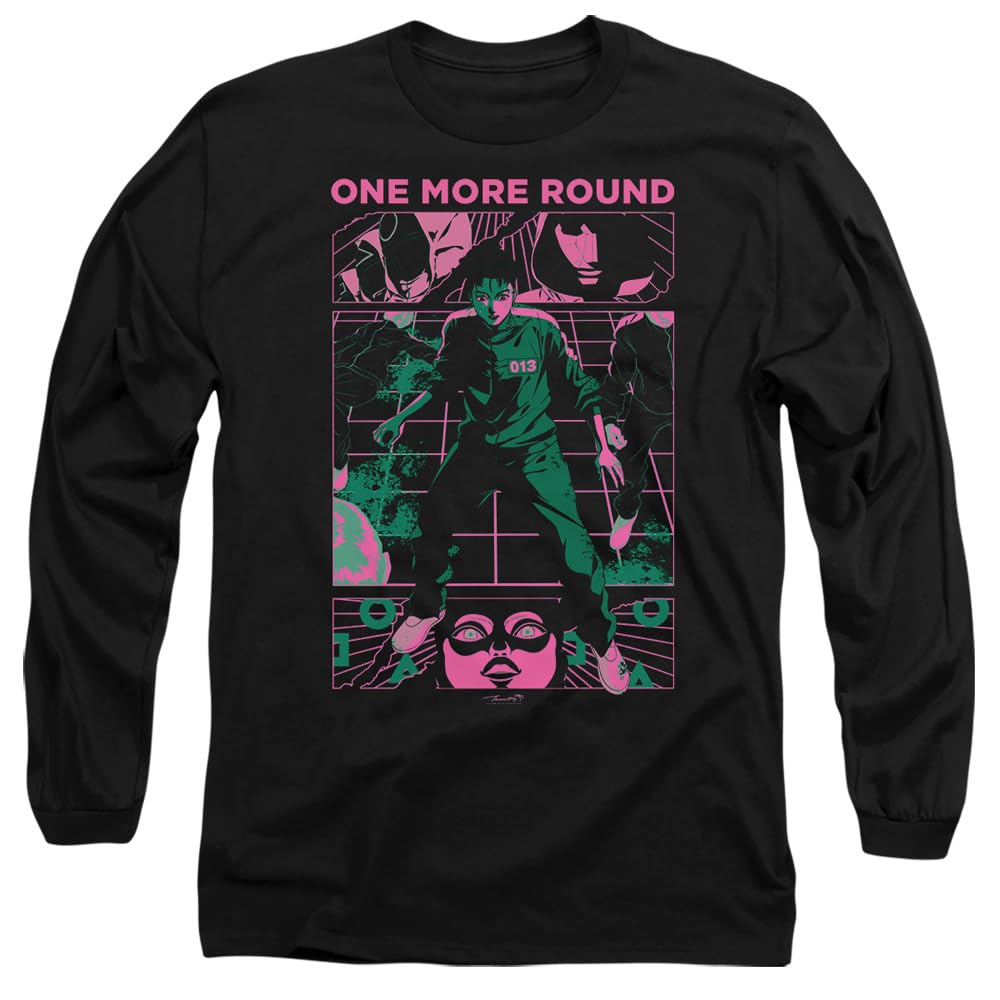 Squid Game One More Round Anime Long Sleeve T-Shirt - Black - XL